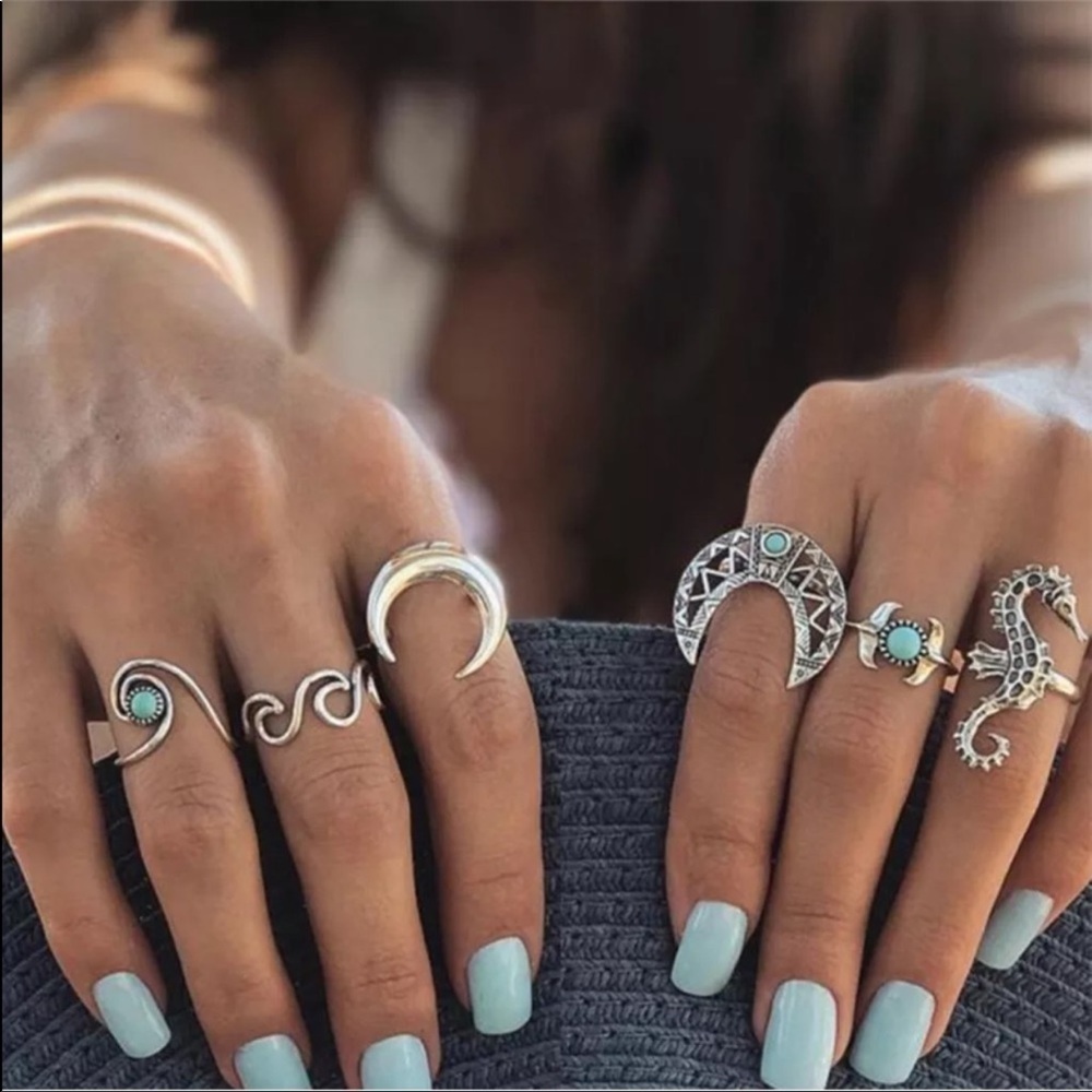 Moon Goddess Boho ring set
